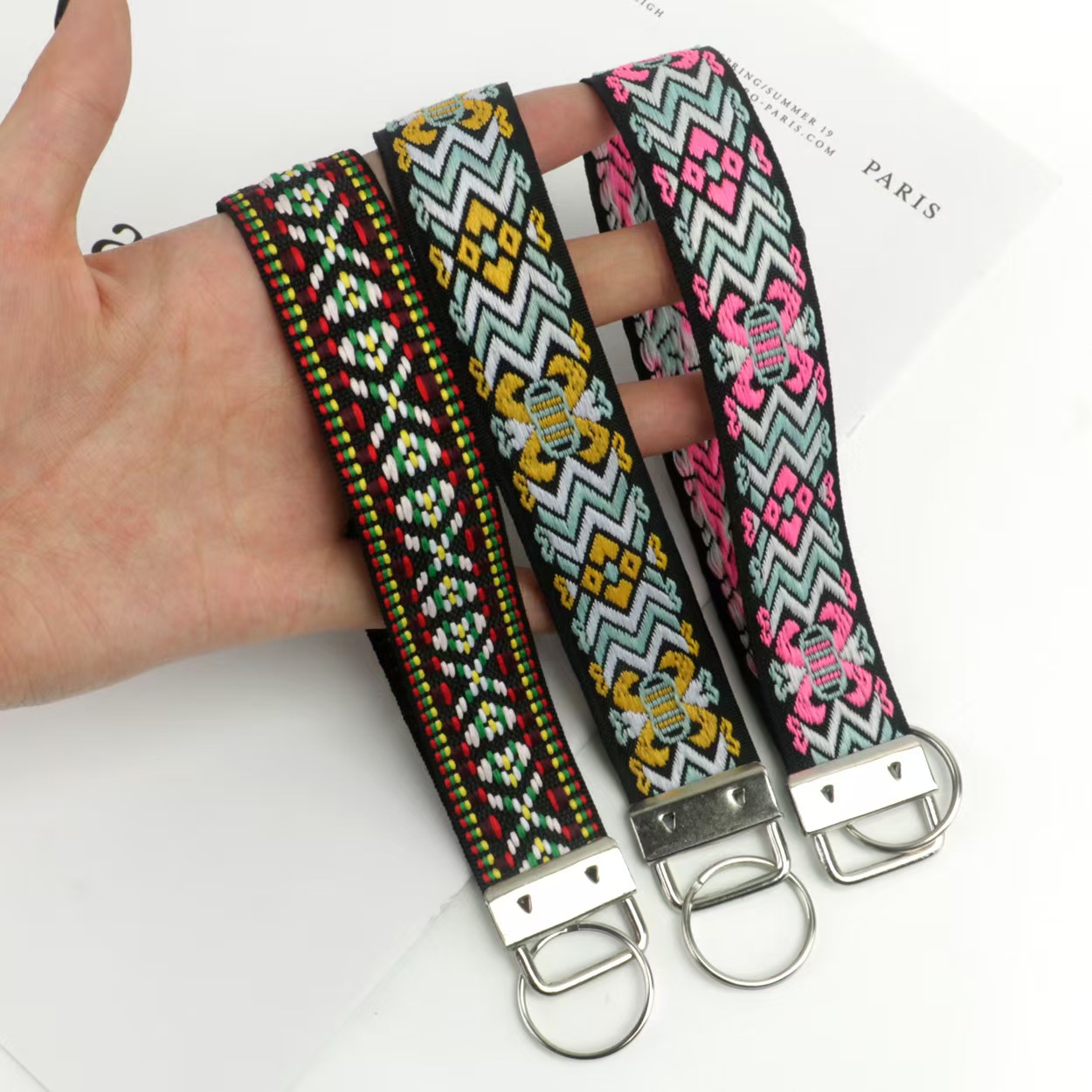 Custom Logo Woven Strap Keychain2