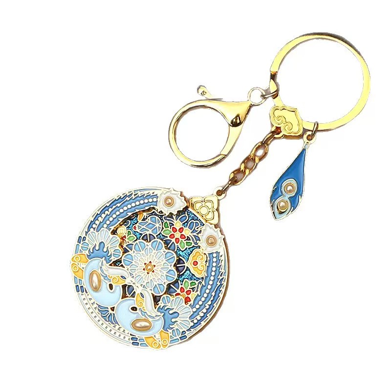 Premium Traditional Pattern Round Metal Keychain