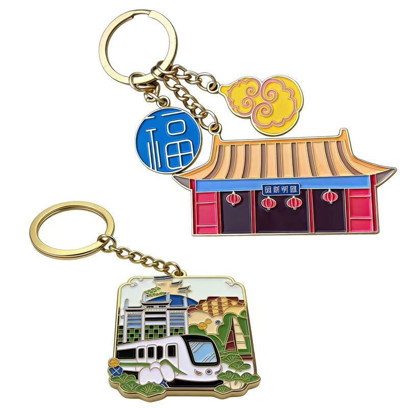 Elegant Flower & Bee Enamel Metal Keychain2
