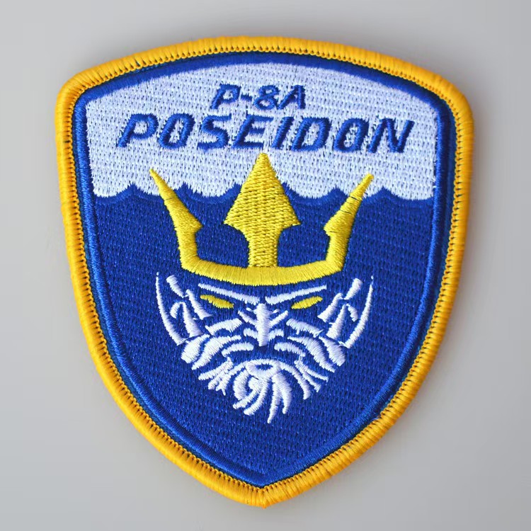 Poseidon Shield-Shape Embroidered Patch