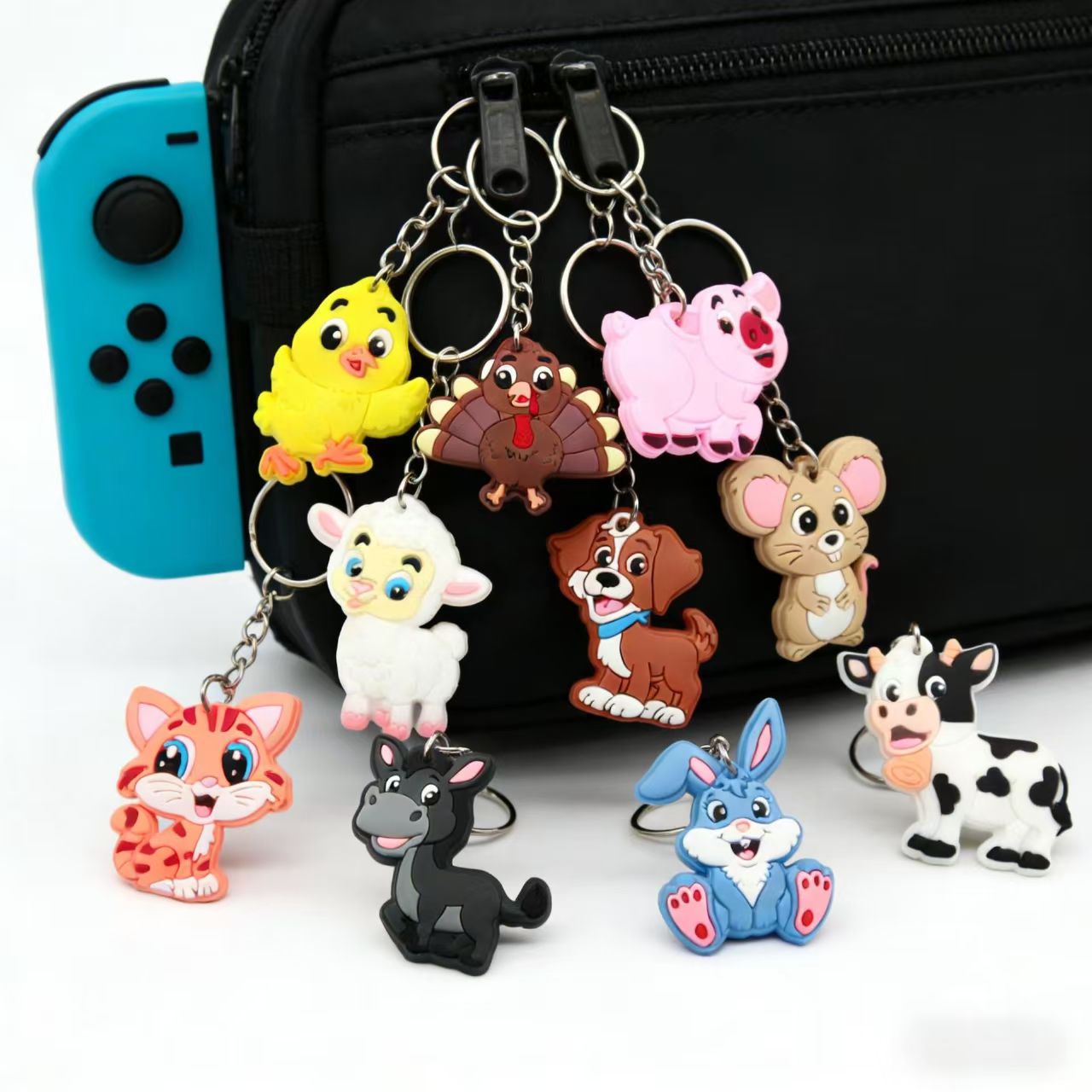 3D Soft Rubber Animal Keychain Collection